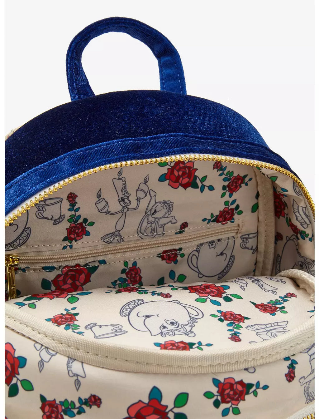 Sac à dos Loungefly Disney La Belle et la Bête velours Import US - intérieur