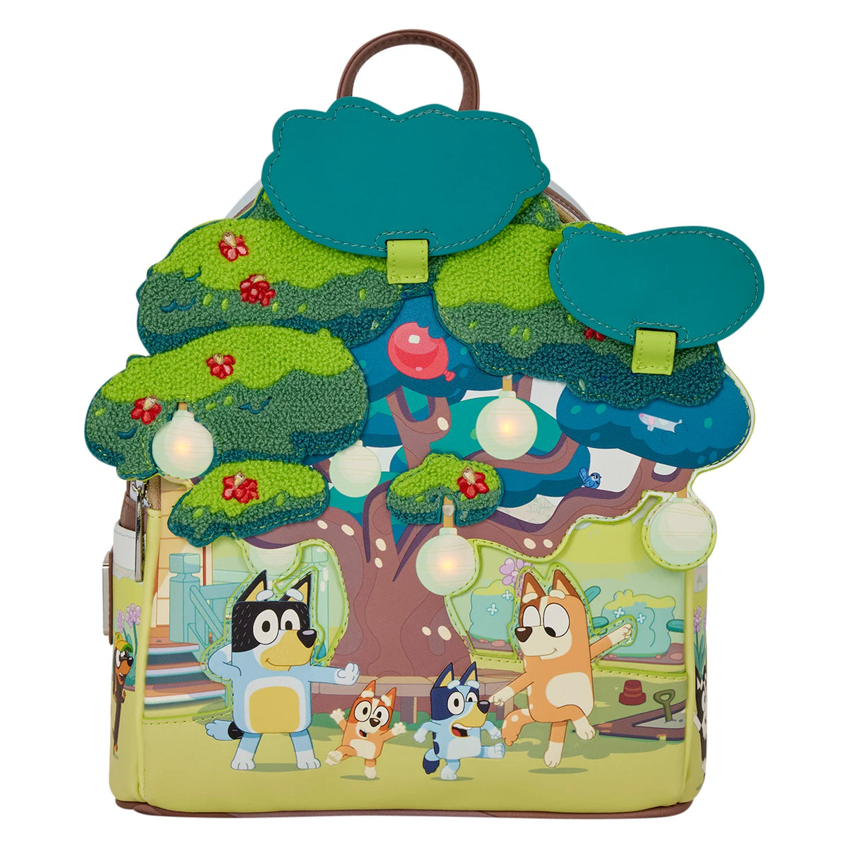 Mini sac à dos Loungefly Bluey Backyard lumineux - détails de l'arbre
