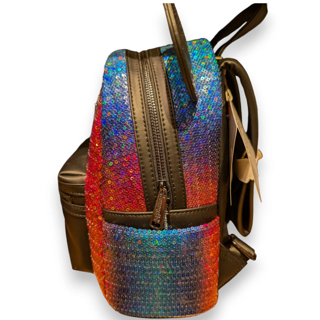Sac à dos Loungefly Disney Adventure World à sequins vue de côté
