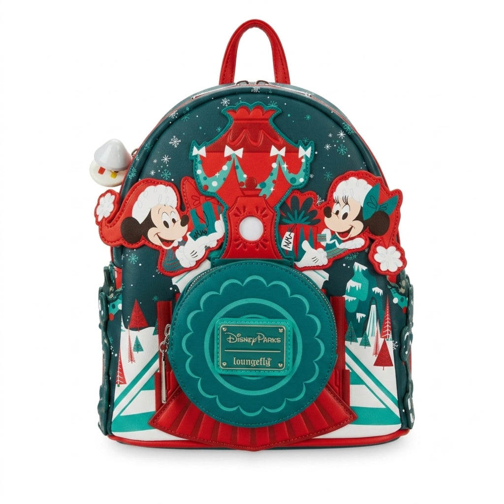 Sac Loungefly Disneyland Paris Mickey et Minnie Train de Noël - vue de face