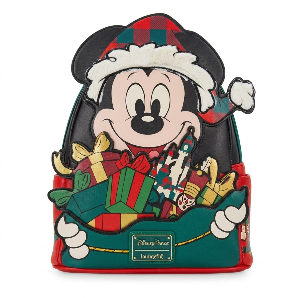 Sac Loungefly Disneyland Paris Mickey Noël et cadeaux - vue de face