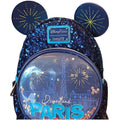 Sac à dos Loungefly Disneyland Paris à sequins avec oreilles Mickey et poche boule à neige
