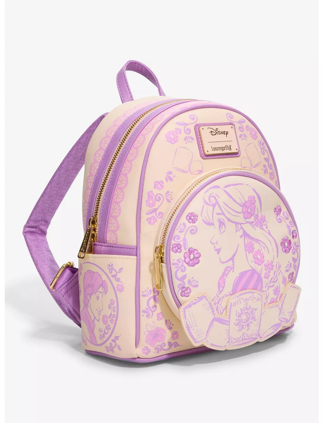 Mini sac à dos Loungefly Disney Raiponce Esquisse - vue de trois quarts