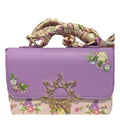 Sac à main Loungefly Raiponce Disneyland Paris violet avec fleurs et fermoir soleil doré