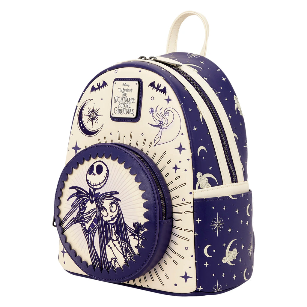 Sac à dos Loungefly L'Étrange Noël de Monsieur Jack Jack et Sally - vue de trois quarts