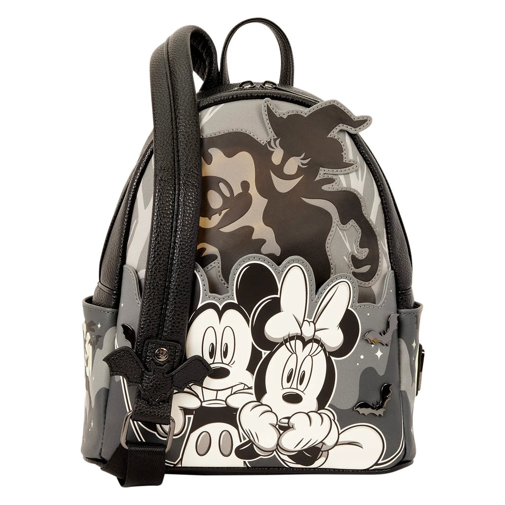 Sac à dos Loungefly Disney Mickey et Minnie Halloween - détail du design et des bretelles