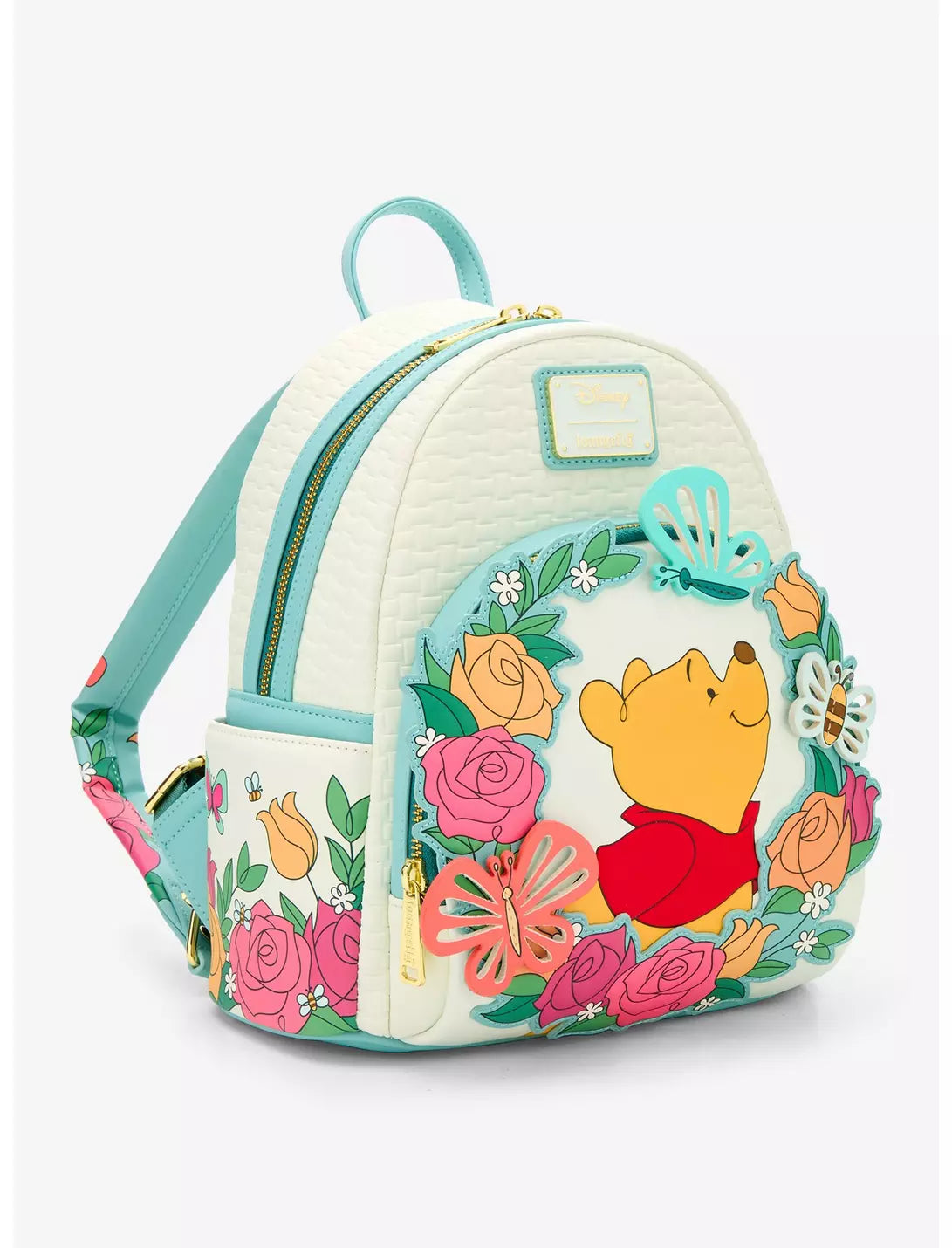 Sac à dos Loungefly Disney Winnie l’Ourson floral - vue de trois quarts