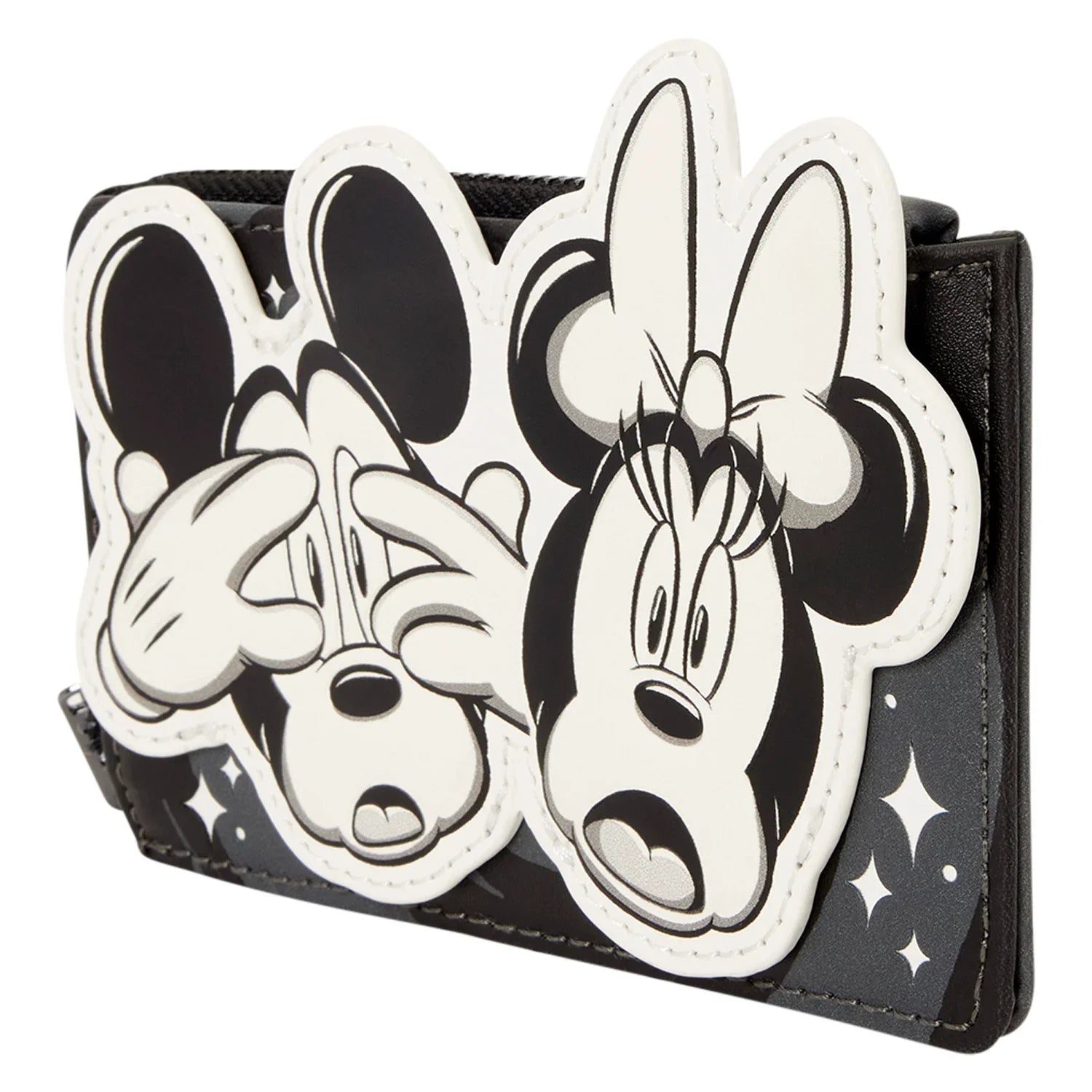 Porte-cartes Loungefly Disney Mickey et Minnie noir et blanc - vue de côté