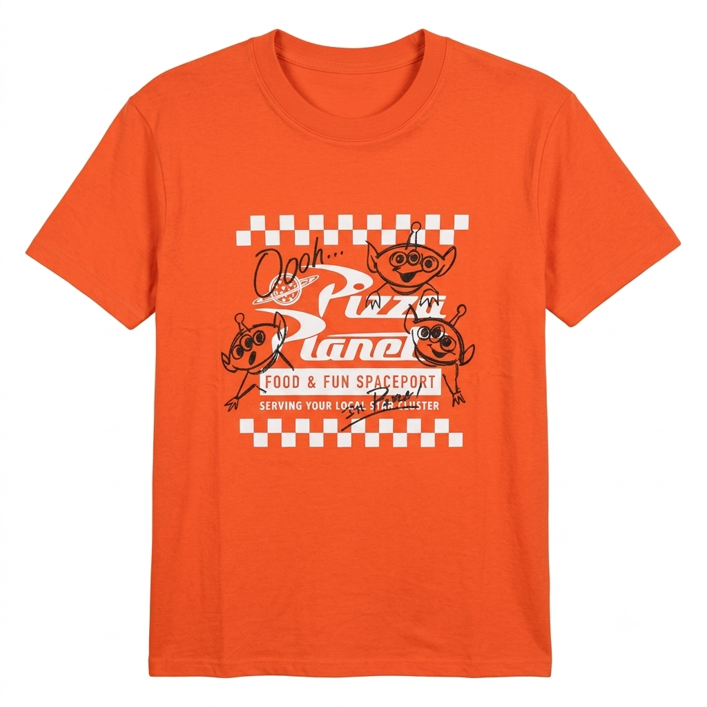 T-shirt orange Pizza Planet avec les Aliens de Toy Story – Disneyland Paris